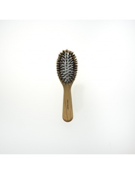 Spazzola per Capelli Pneumatica Ovale Ciuffo Nylon e Setole Manico Legno