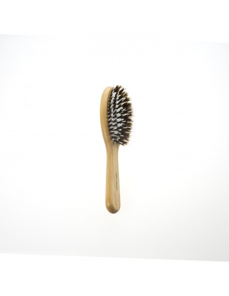 Spazzola per Capelli Pneumatica Ovale Ciuffo Nylon e Setole Manico Legno