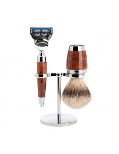 Set Rasoio Fusion Proglide e Pennello in Legno di Radica...