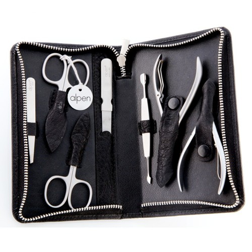 Set da Manicure in Pelle Nera 7 pz