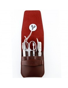 Set Manicure in Pelle Collection Inox Bordeaux