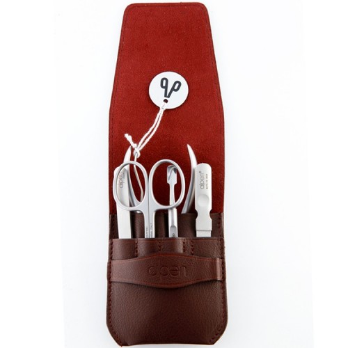 Set Manicure in Pelle Collection Inox Bordeaux