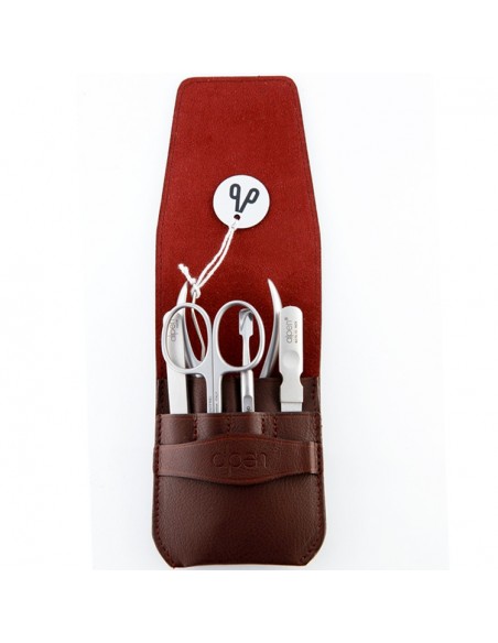 Set Manicure in Pelle Collection Inox Bordeaux
