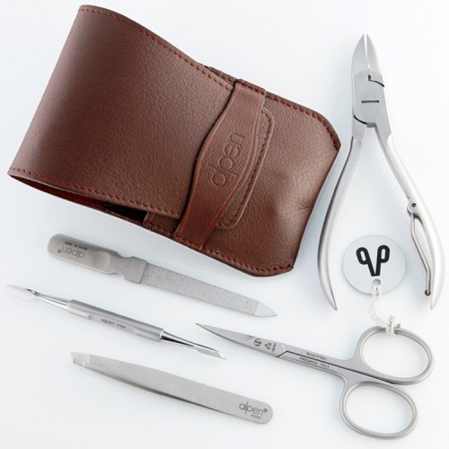 Set Manicure in Pelle Collection Inox Bordeaux
