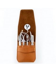 Set Manicure in Pelle Collection Inox Tabacco