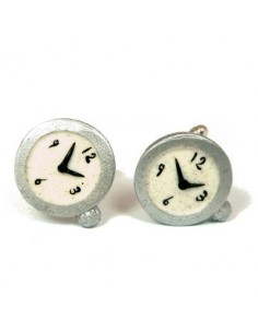 Gemelli a forma di orologio argento tondo