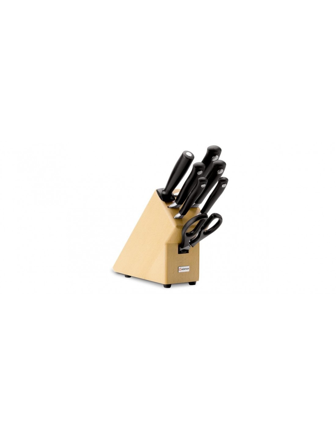 7 pezzi set di coltelli da cucina forgiati acciaino in legno di faggio con 5 coltelli forbici Wüsthof Grand Prix II Blocco portacoltelli 