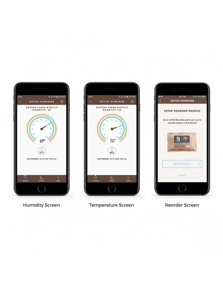 Boveda Smart Sensor Butler Termometro e Igrometro Bluetooth per Sigari e Humidor