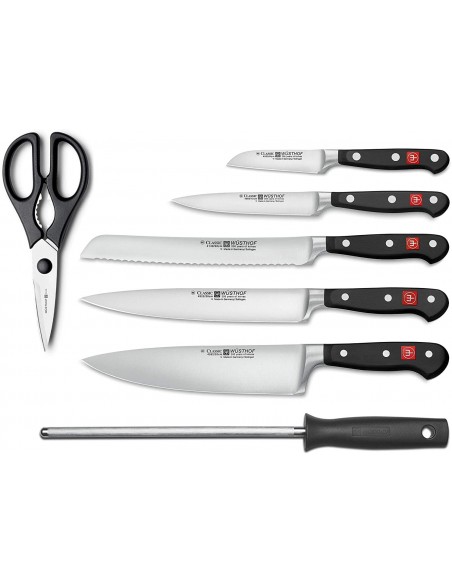 Ceppo di 7 Coltelli da Cucina in Frassino Nero