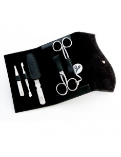Set da Manicure in Morbida Pelle Verde Scuro 5pz