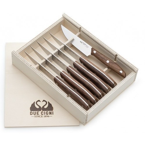 Set 6 coltelli Bistecca filo liscio Noce Linea...