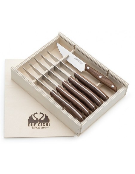 Set 6 coltelli Bistecca filo liscio Noce Linea 1896